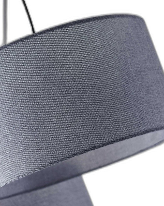 91" Silver Three Light Tree Floor Lamp With Gray Linen Drum Shade