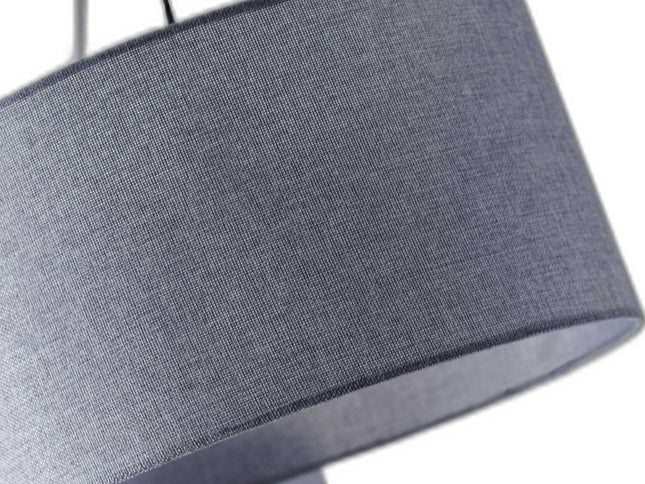 91" Silver Three Light Tree Floor Lamp With Gray Linen Drum Shade