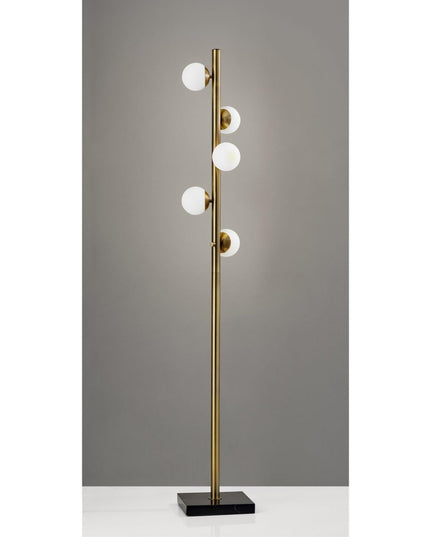 65" Brass LED With White Glass Shade