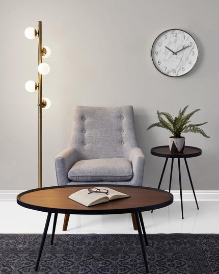 65" Brass LED With White Glass Shade