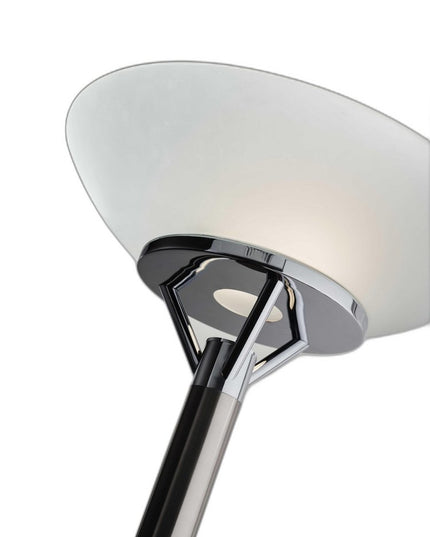 Frosted Glass Shade Uplighting Torchiere In Brushed Steel