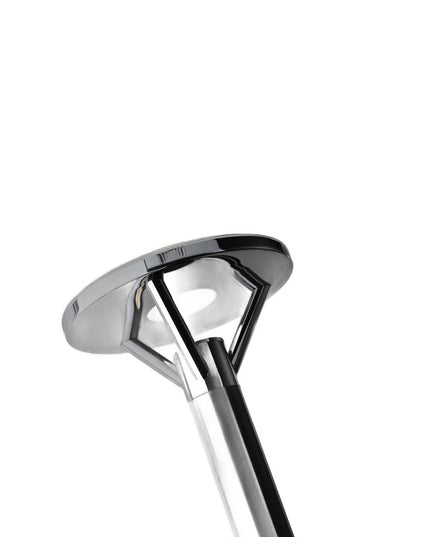 Frosted Glass Shade Uplighting Torchiere In Brushed Steel