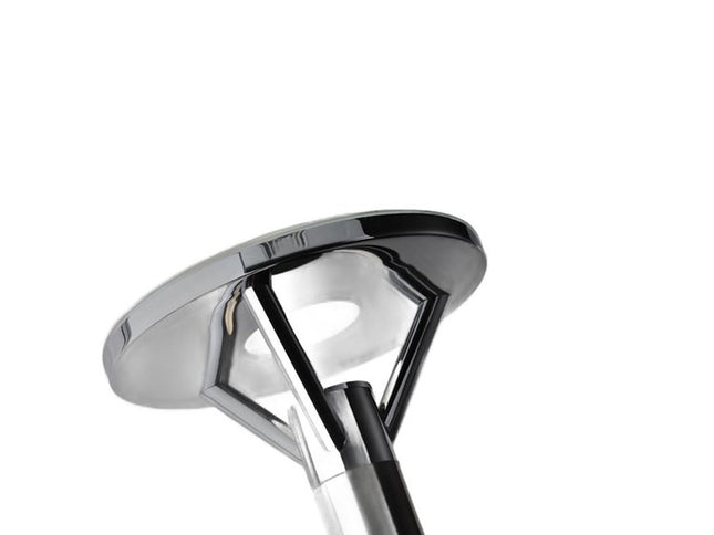 Frosted Glass Shade Uplighting Torchiere In Brushed Steel