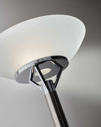 Frosted Glass Shade Uplighting Torchiere In Brushed Steel