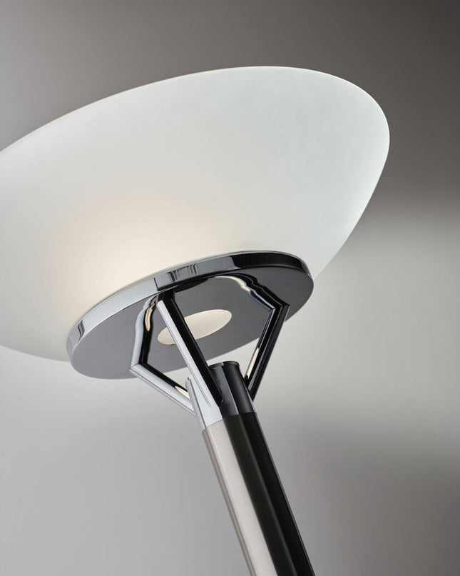 Frosted Glass Shade Uplighting Torchiere In Brushed Steel