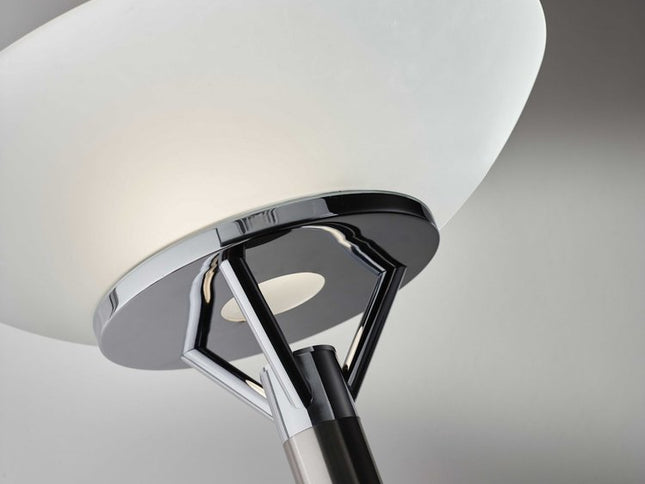 Frosted Glass Shade Uplighting Torchiere In Brushed Steel