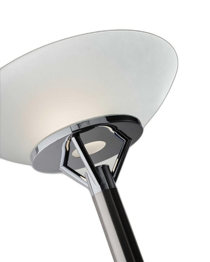 Frosted Glass Shade Uplighting Torchiere In Brushed Steel