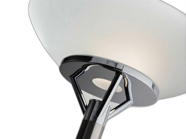 Frosted Glass Shade Uplighting Torchiere In Brushed Steel