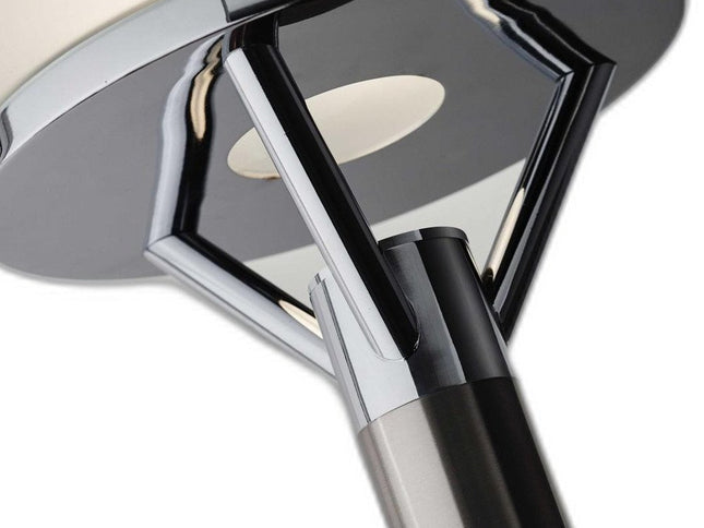 Frosted Glass Shade Uplighting Torchiere In Brushed Steel