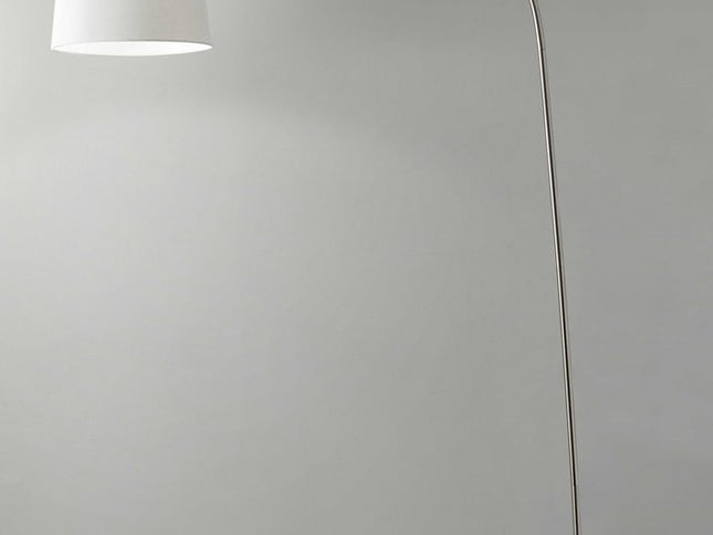 83" Silver Arc Floor Lamp With White Linen Empire Shade