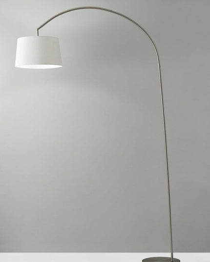83" Silver Arc Floor Lamp With White Linen Empire Shade