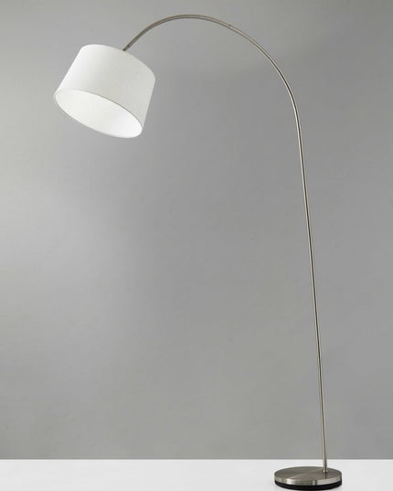 83" Silver Arc Floor Lamp With White Linen Empire Shade