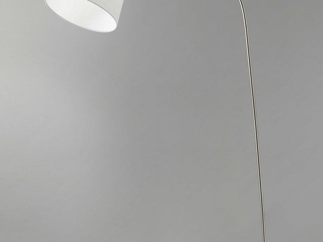 83" Silver Arc Floor Lamp With White Linen Empire Shade
