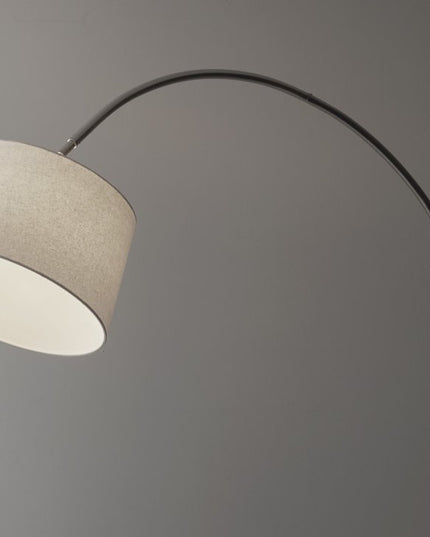 83" Silver Arc Floor Lamp With White Linen Empire Shade