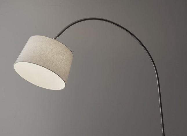 83" Silver Arc Floor Lamp With White Linen Empire Shade