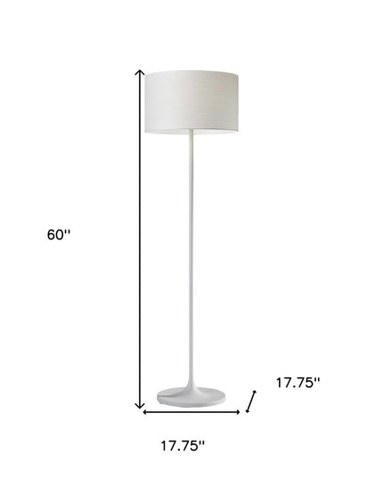 60" Brown And Black Floor Lamp With Brown Veneer Drum Shade