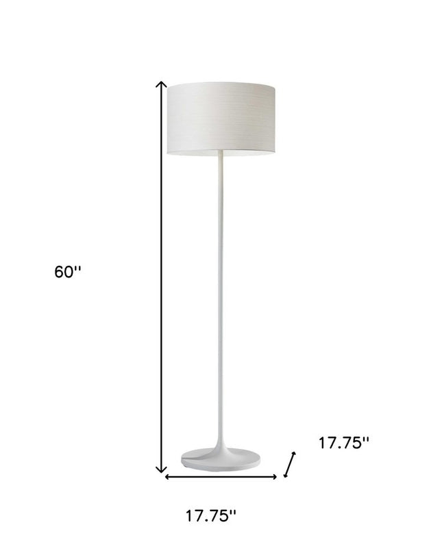 60" Brown And Black Floor Lamp With Brown Veneer Drum Shade