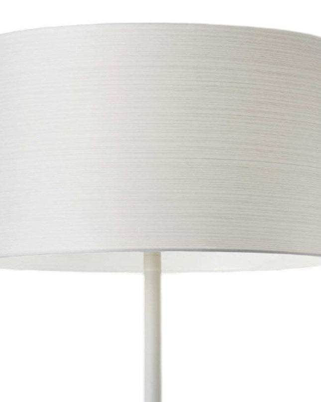 60" Brown And Black Floor Lamp With Brown Veneer Drum Shade