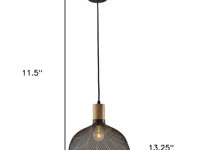 Caged Black Metal Large Ceiling Pendant