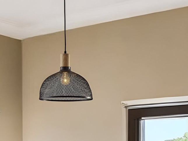 Caged Black Metal Large Ceiling Pendant
