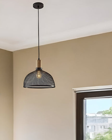 Caged Black Metal Large Ceiling Pendant