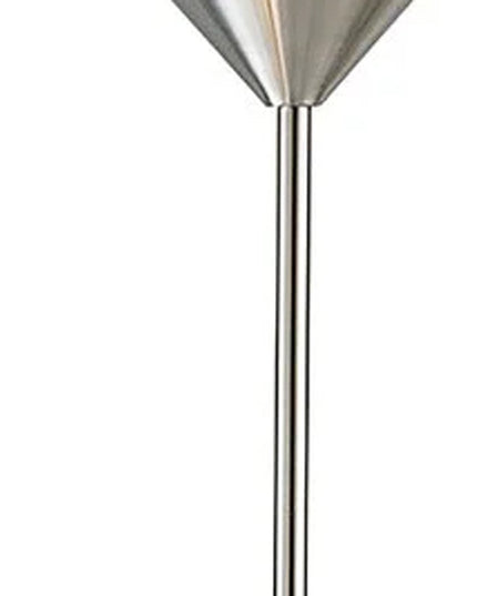 71" Silver Metal Two Light Torchiere Floor Lamp With White Bowl Shade