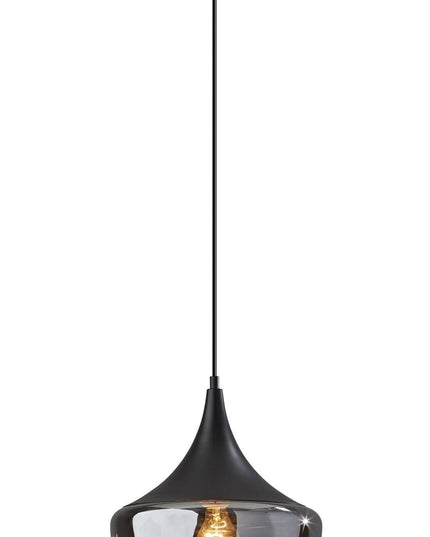 Gnome Smoked Glass Black Metal Pendant Lamp