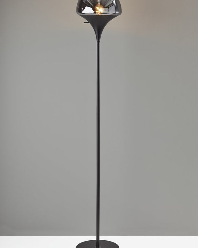 70" Black With Black Glass Shade