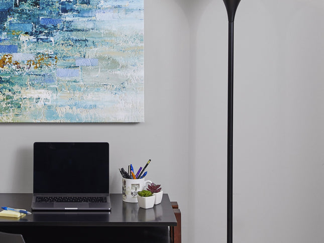 70" Black With Black Glass Shade