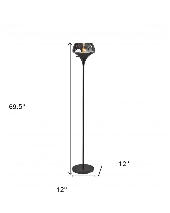 70" Black With Black Glass Shade