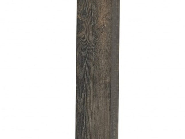 62" Black Wood And Metal Floor Lamp With Light Gray Fabric Drum Shade