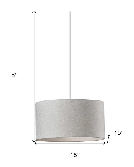 White Fabric Sleek Drum Pendant Lamp