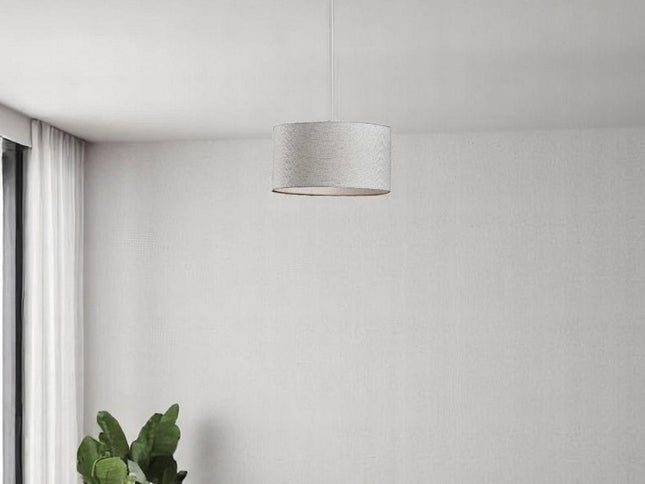 White Fabric Sleek Drum Pendant Lamp