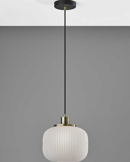 Striped Glass Glow Metal Pendant