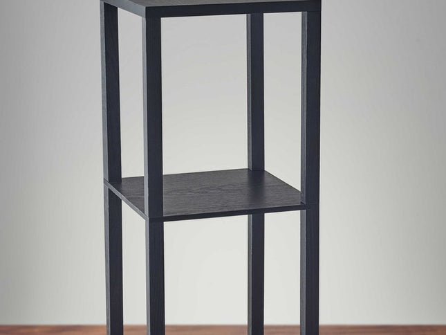 28" Black Square End Table With Two Shelves