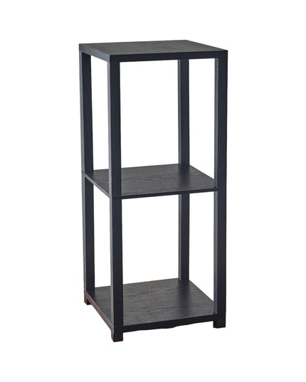 28" Black Square End Table With Two Shelves