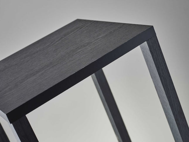 35" Black Solid Wood Square End Table With Two Shelves