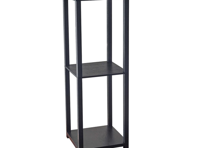 35" Black Solid Wood Square End Table With Two Shelves