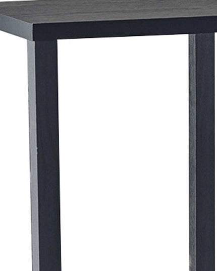 35" Black Solid Wood Square End Table With Two Shelves