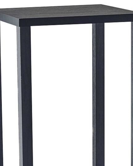 35" Black Solid Wood Square End Table With Two Shelves