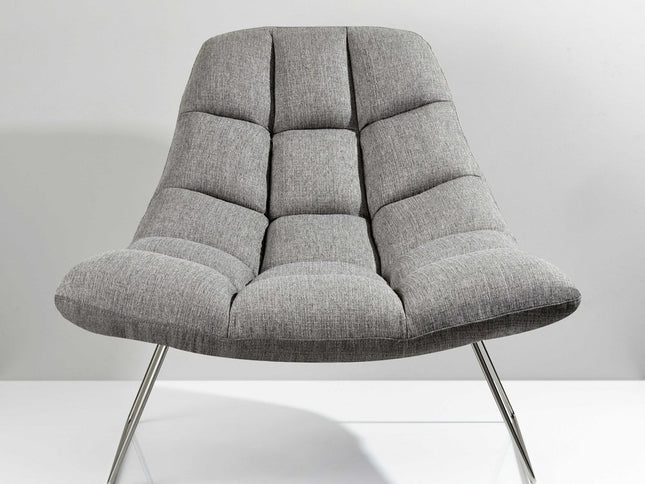 40" Gray and Silver Upholstered Tufted Butterfly Chair