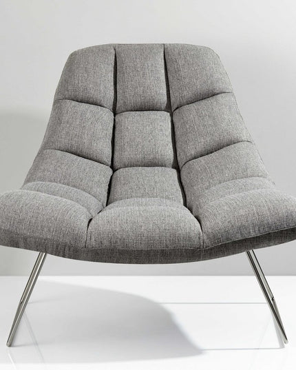 40" Gray and Silver Upholstered Tufted Butterfly Chair
