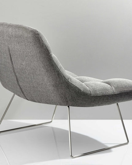 40" Gray and Silver Upholstered Tufted Butterfly Chair