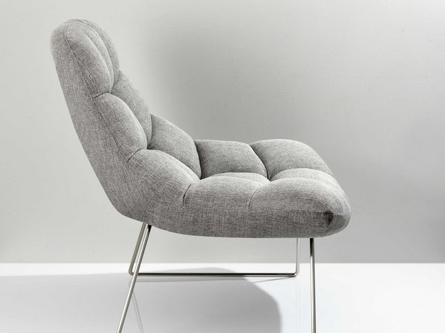 40" Gray and Silver Upholstered Tufted Butterfly Chair