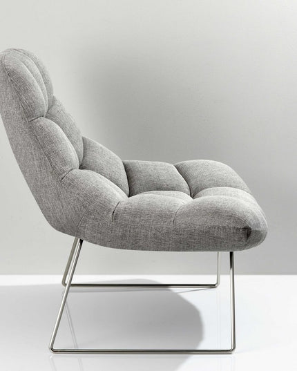 40" Gray and Silver Upholstered Tufted Butterfly Chair