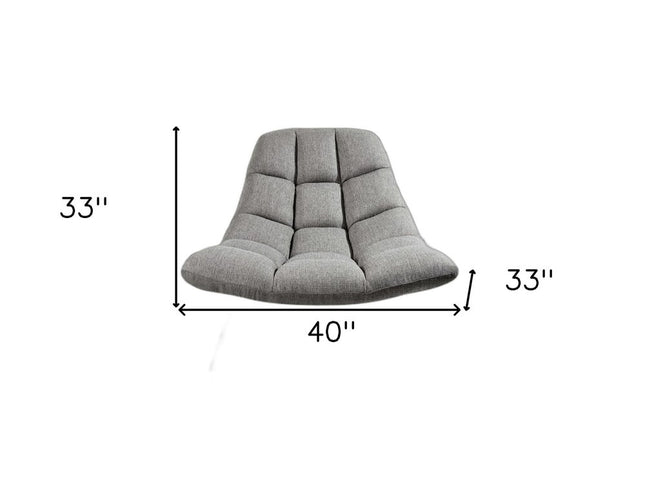40" Gray and Silver Upholstered Tufted Butterfly Chair