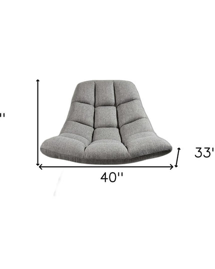 40" Gray and Silver Upholstered Tufted Butterfly Chair