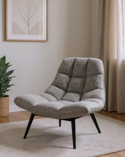 40" Gray and Silver Upholstered Tufted Butterfly Chair