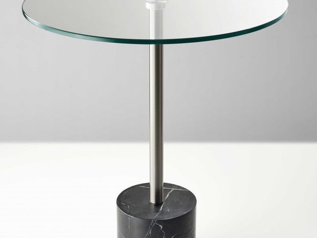 21" Silver And Clear Glass Round End Table