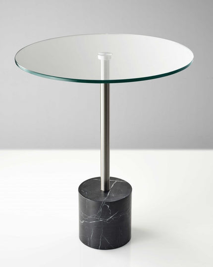 21" Silver And Clear Glass Round End Table